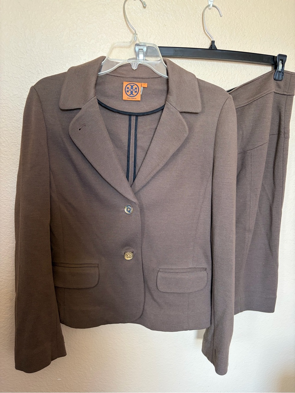 $25 SUIT SALE Tory Burch Brown Knit Blazer and Skirt Set